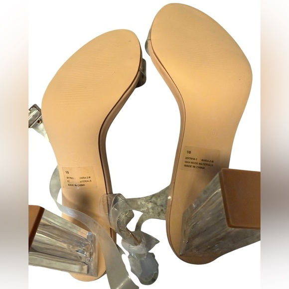 Nude Block heels with clear ankle & foot strap. NIB womens size 10M Box included - Picture 4 of 8
